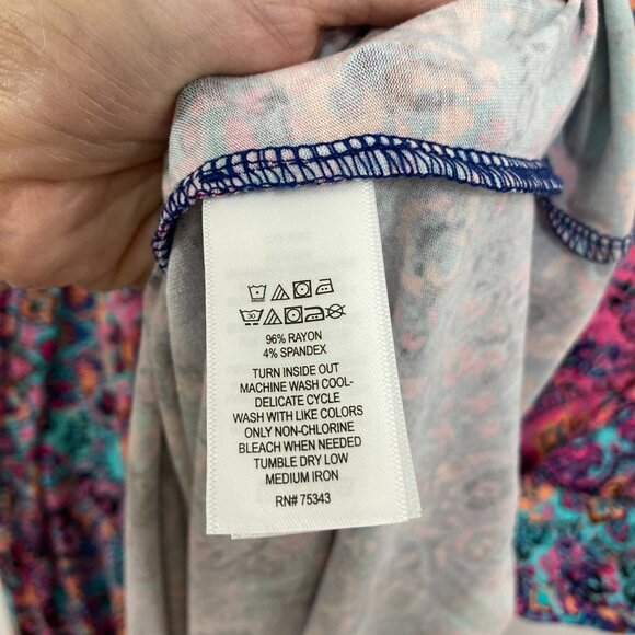 New Artisan NY Maxi Skirt Large Multi Color Floral Boho Stretch Knit Pull-on - Picture 6 of 9